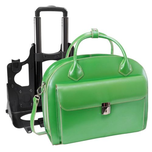  McKleinUSA Detachable - Wheeled Womens Laptop Briefcase, Leather, Mid-Size, Green - GLEN ELLYN | Mcklein - 94361