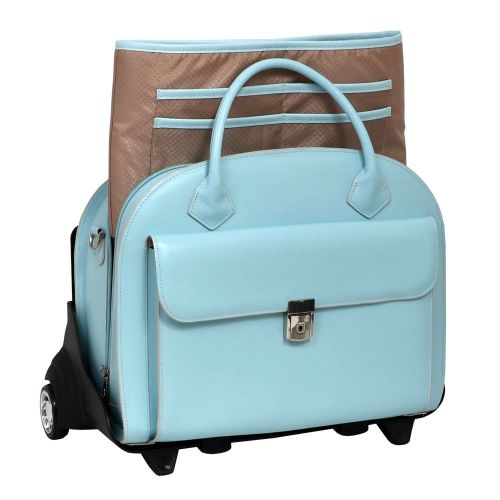  McKleinUSA GLEN ELLYN 94368 Blue Leather Detachable-Wheeled Womens Case