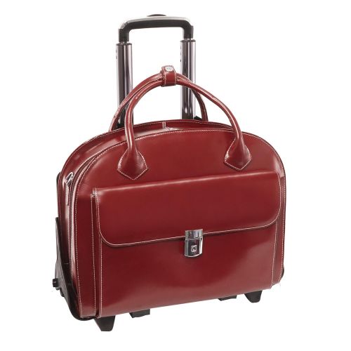  McKleinUSA Detachable - Wheeled Womens Laptop Briefcase, Leather, Mid-Size, Red - GLEN ELLYN | McKlein - 94366