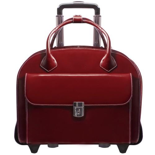  McKleinUSA Detachable - Wheeled Womens Laptop Briefcase, Leather, Mid-Size, Red - GLEN ELLYN | McKlein - 94366