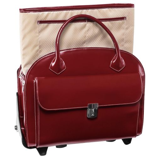  McKleinUSA Detachable - Wheeled Womens Laptop Briefcase, Leather, Mid-Size, Red - GLEN ELLYN | McKlein - 94366