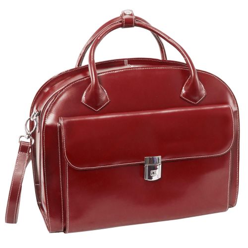  McKleinUSA Detachable - Wheeled Womens Laptop Briefcase, Leather, Mid-Size, Red - GLEN ELLYN | McKlein - 94366