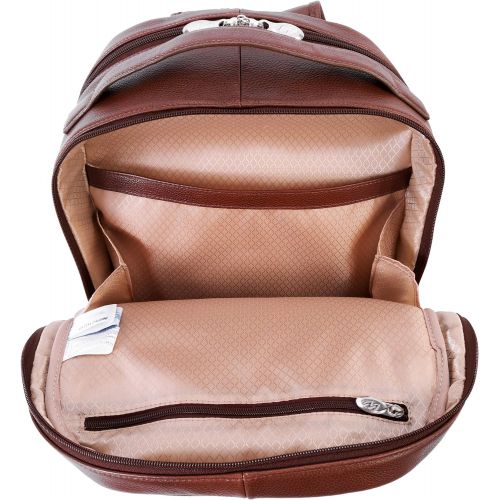  McKleinUSA Dual Compartment Laptop Backpack, Leather, Mid-Size, Brown - Parker | Mcklein - 88554