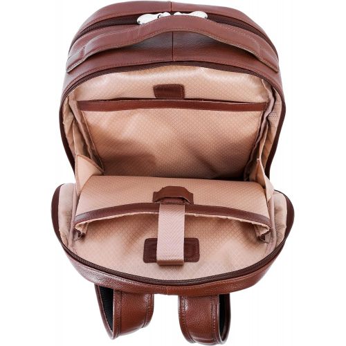  McKleinUSA Dual Compartment Laptop Backpack, Leather, Mid-Size, Brown - Parker | Mcklein - 88554