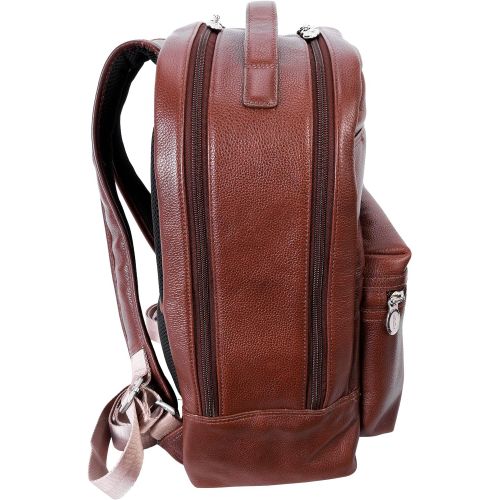  McKleinUSA Dual Compartment Laptop Backpack, Leather, Mid-Size, Brown - Parker | Mcklein - 88554