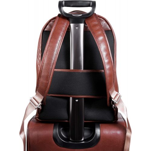  McKleinUSA Dual Compartment Laptop Backpack, Leather, Mid-Size, Brown - Parker | Mcklein - 88554