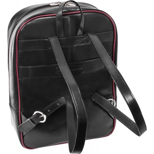 McKleinUSA Slim Laptop Backpack, Leather, 15.4 in, Black wRed Trim - Avalon | McKlein - 87880