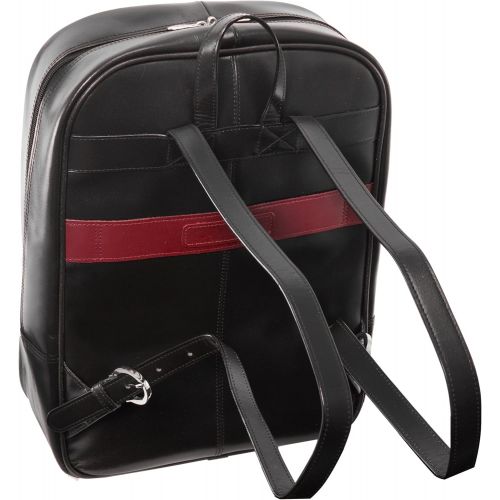  McKleinUSA Slim Laptop Backpack, Leather, 15.4 in, Black wRed Trim - Avalon | McKlein - 87880