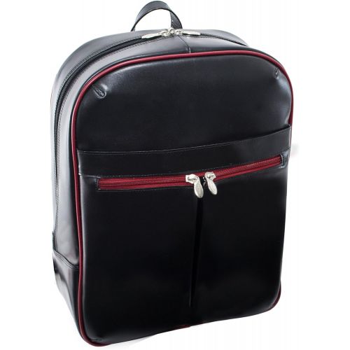  McKleinUSA Slim Laptop Backpack, Leather, 15.4 in, Black wRed Trim - Avalon | McKlein - 87880