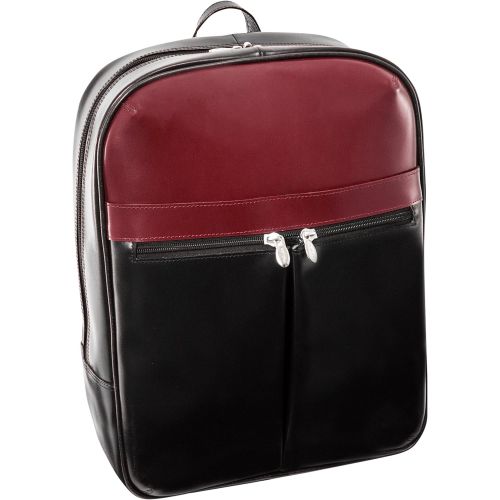  McKleinUSA Slim Laptop Backpack, Leather, 15.4 in, Black wRed Trim - Avalon | McKlein - 87880