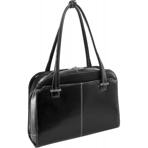  McKleinUSA Fly-through Womens Laptop Tote, Leather, 15.4in, Black - OAK GROVE | Mcklein - 96635