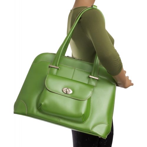  McKleinUSA Womens Briefcase Tote, Leather, Small, Green - AVON | McKlein - 96651