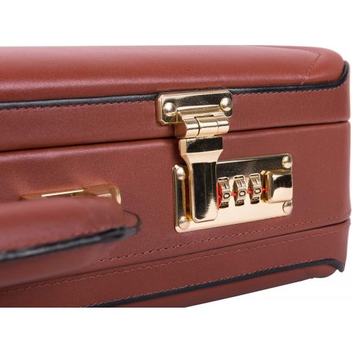  McKleinUSA Expandable Attache Case, Leather, Small, Brown - HARPER | McKlein - 80474