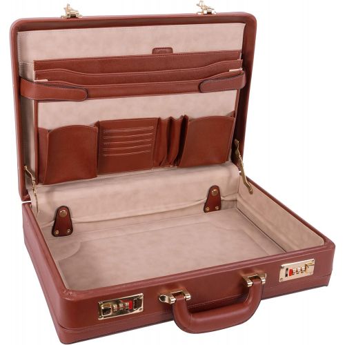  McKleinUSA Expandable Attache Case, Leather, Small, Brown - HARPER | McKlein - 80474