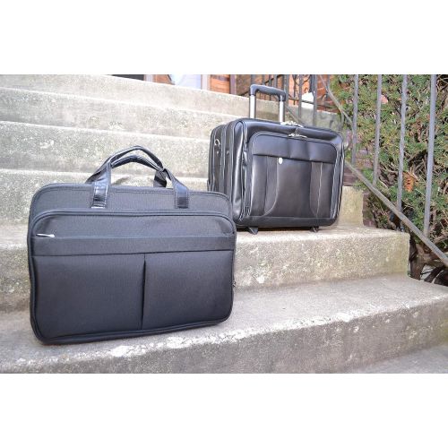  McKleinUSA Expandable Double Compartment Laptop Case, Leather, Small, Black - WALTON | McKlein - 73985