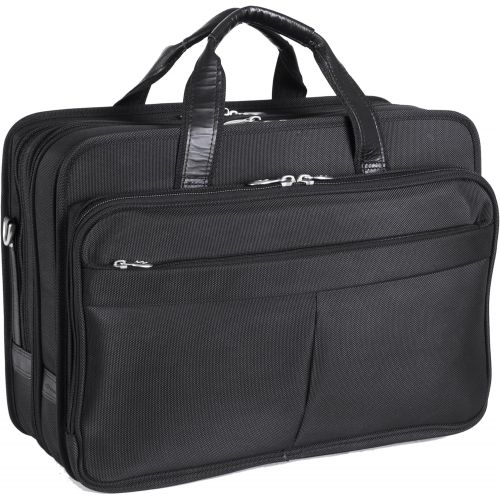  McKleinUSA Expandable Double Compartment Laptop Case, Leather, Small, Black - WALTON | McKlein - 73985