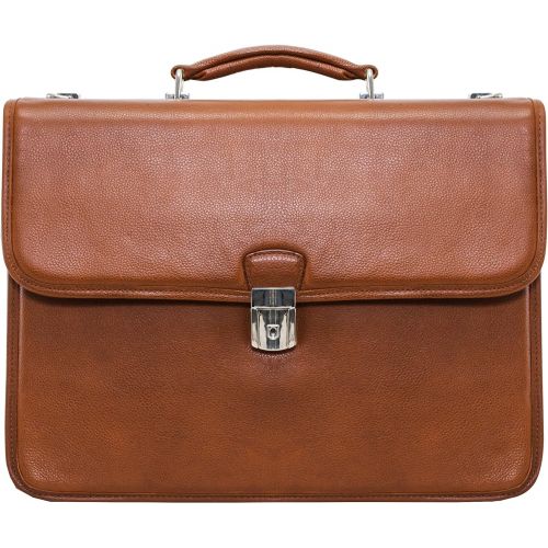  McKleinUSA Double Compartment Laptop Briefcase, Leather, 15.4in, Brown - ASHBURN | Mcklein
