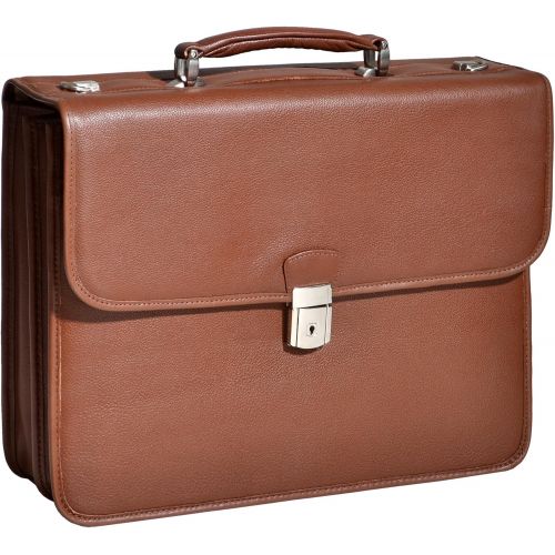  McKleinUSA Double Compartment Laptop Briefcase, Leather, 15.4in, Brown - ASHBURN | Mcklein