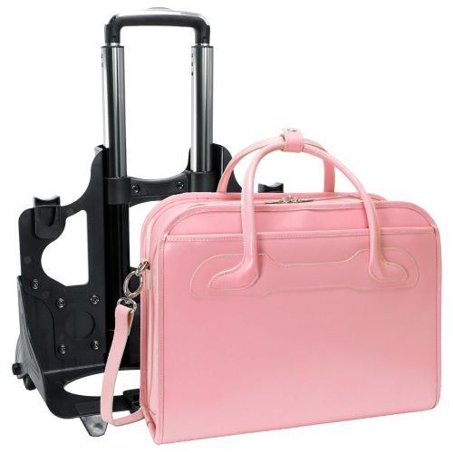  McKleinUSA Mcklein, W Series, Willowbrook, Top Grain Cowhide Leather, 15 Leather Patented Detachable -Wheeled Ladies Laptop Briefcase, Pink (94989)