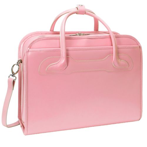  McKleinUSA Mcklein, W Series, Willowbrook, Top Grain Cowhide Leather, 15 Leather Patented Detachable -Wheeled Ladies Laptop Briefcase, Pink (94989)