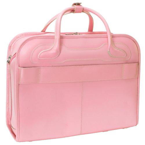  McKleinUSA Mcklein, W Series, Willowbrook, Top Grain Cowhide Leather, 15 Leather Patented Detachable -Wheeled Ladies Laptop Briefcase, Pink (94989)