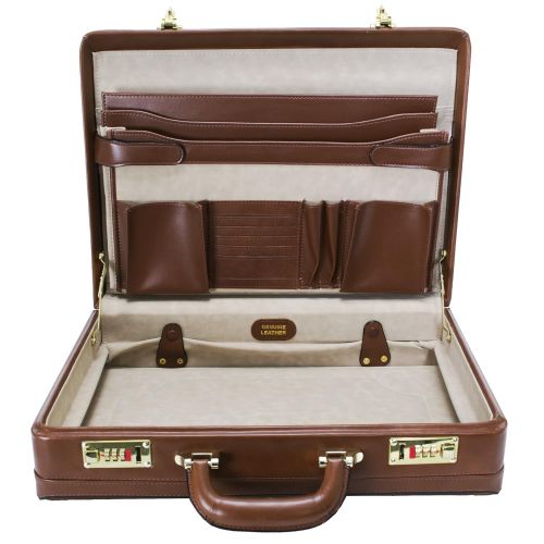  McKleinUSA McKlein, V Series, Coughlin, Top Grain Cowhide Leather, Leather 4.5 Expandable Attache Briefcase, Brown (80464)