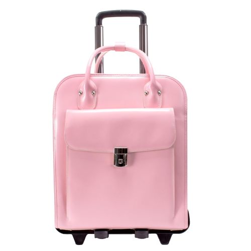  McKleinUSA McKlein, W Series, LA Grange, Top Grain Cowhide Leather, 15 Leather Vertical Patented Detachable -Wheeled Ladies Laptop Briefcase, Pink (96499)