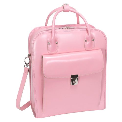  McKleinUSA McKlein, W Series, LA Grange, Top Grain Cowhide Leather, 15 Leather Vertical Patented Detachable -Wheeled Ladies Laptop Briefcase, Pink (96499)