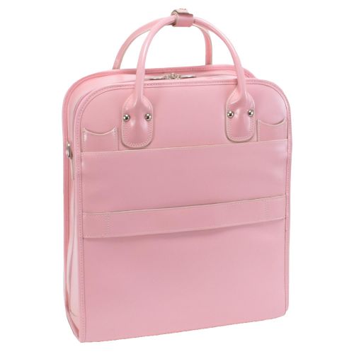  McKleinUSA McKlein, W Series, LA Grange, Top Grain Cowhide Leather, 15 Leather Vertical Patented Detachable -Wheeled Ladies Laptop Briefcase, Pink (96499)