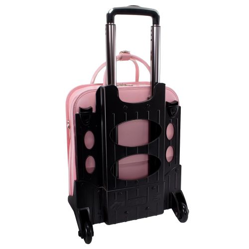  McKleinUSA McKlein, W Series, LA Grange, Top Grain Cowhide Leather, 15 Leather Vertical Patented Detachable -Wheeled Ladies Laptop Briefcase, Pink (96499)