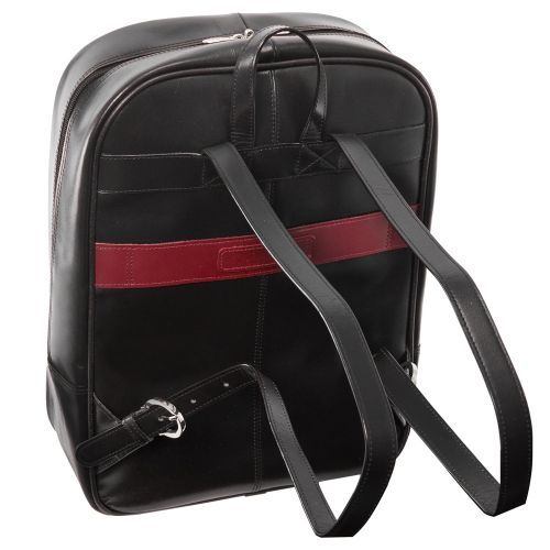  McKleinUSA McKlein, L Series, Edison, Top Grain Cowhide Leather, 14 Leather Laptop Slim Backpack, Blk/Red (88136)