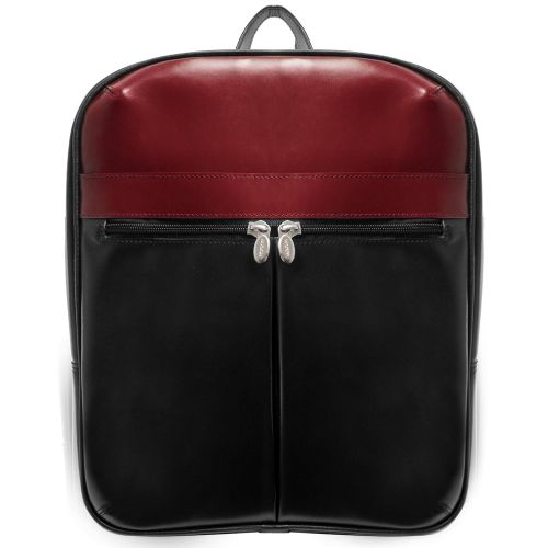  McKleinUSA McKlein, L Series, Edison, Top Grain Cowhide Leather, 14 Leather Laptop Slim Backpack, Blk/Red (88136)