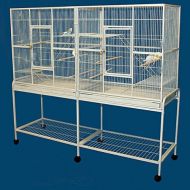 Mcage Large Double Wrought Iron Flight Canary Parakeet Cockatiel Lovebird Finch Sugar Glider Cage with Removable Rolling Stand on Wheels 63 Length x 19 Depth x 64 Height