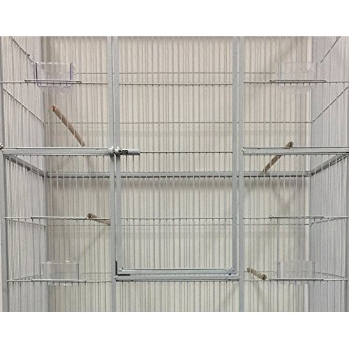  Mcage Large Double Wrought Iron Flight Canary Parakeet Cockatiel Lovebird Finch Sugar Glider Cage with Removable Rolling Stand on Wheels 63 Length x 19 Depth x 64 Height