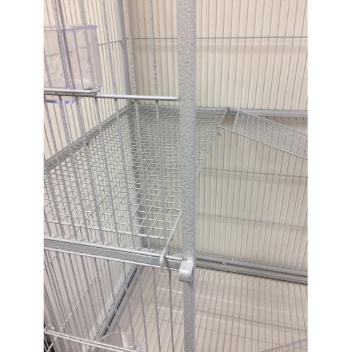  Mcage Large Double Wrought Iron Flight Canary Parakeet Cockatiel Lovebird Finch Sugar Glider Cage with Removable Rolling Stand on Wheels 63 Length x 19 Depth x 64 Height