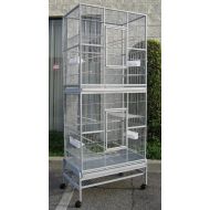 Mcage 2 Color, New Large and Tall Double Stackable Wrought Iron Flight Canary Parakeet Cockatiel Lovebird Finch Bird Cage with Metal Tray and Removable Stand