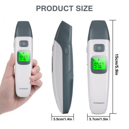  Mcaron Medical Forehead and Ear Thermometer for Baby, Kids and Adults - Infrared Digital Thermometer with Fever Indicator - CE and FDA Approved