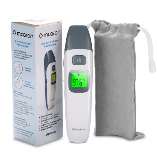  Mcaron Medical Forehead and Ear Thermometer for Baby, Kids and Adults - Infrared Digital Thermometer with Fever Indicator - CE and FDA Approved