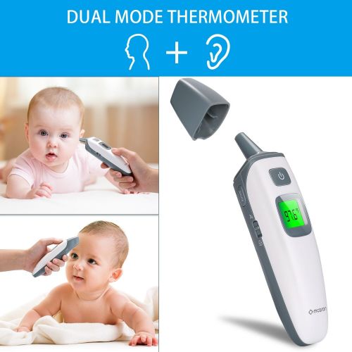  Mcaron Medical Forehead and Ear Thermometer for Baby, Kids and Adults - Infrared Digital Thermometer with Fever Indicator - CE and FDA Approved