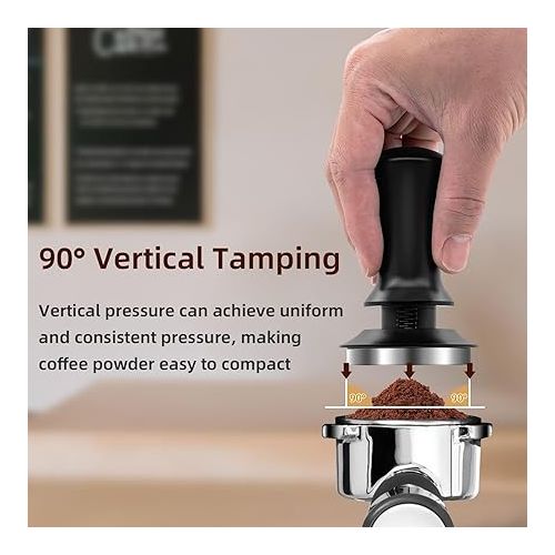  Mcbazel 53mm Espresso Coffee Tamper, Premium Barista Coffee Tamper with Spring-Loaded 25lb, 100% Stainless Steel Base Tamper with Scale Mark for 53.3-54mm Portafilter