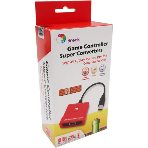  Mcbazel Brook Wii WiiU NS Switch PS4 Game Controller to NS Switch PS4 PC X-Input Super Converter Adapter with Gam3Gear Keychain