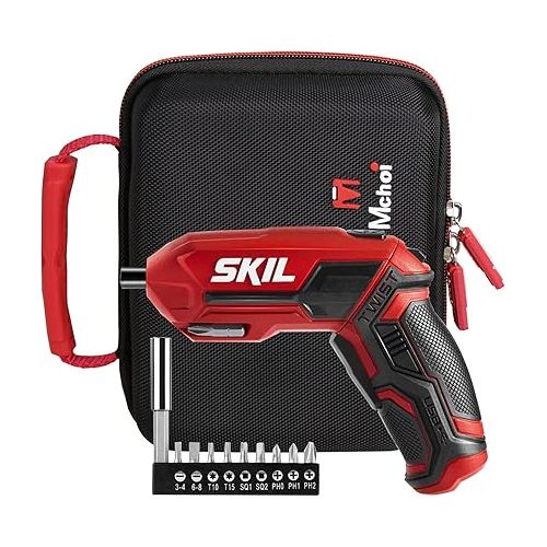 Mchoi Case Compatible with SKIL Rechargeable 4V Cordless Screwdriver - SD561801, with Mesh Pocket Fits for Bit, Bit Holder & USB Charging Cable, Power Screwdriver Shockproof Carrying Case, Case Only