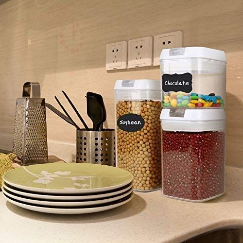  Mcirco Air-Tight Food Storage Container Set - MCIRCO 7 Pieces Set Food Container with Bonus 20pcs Chalkboard Labels - Durable Plastic BPA Free - Easy Lock Lids to Keep Food Fresh