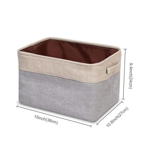  Mcool Mary Storage Bins Baskets, 4 Pack Collapsible Organizer with Handles, Cube Foldable Canvas Fabric Tweed Container Set for Organizing Closets, Offices and Homes Brown/Gray 15×