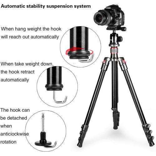  Mcoplus CT-628 63-inch CameraTripod for DSLR, Aluminium Alloy Portable Lightweight Tripod with 360° Panorama Ball Head,1/4 Quick Shoe Plate and Carry Bag