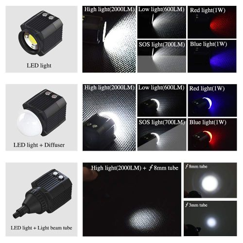  Mcoplus New 60m/195ft 2000 Lumen Mini Waterproof Light Underwater LED Video Lighting Compatible for Camera,Tripod, Camera Housing and Underwater Lighting System