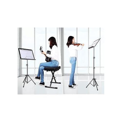  Sheet Music Stand, 2 Pack Adjustable Music Stand with Carrying Bag, Professional Music Book Holder Music Sheet Clip Holder for Guitar, Ukulele, Violin Players(2 Pack)