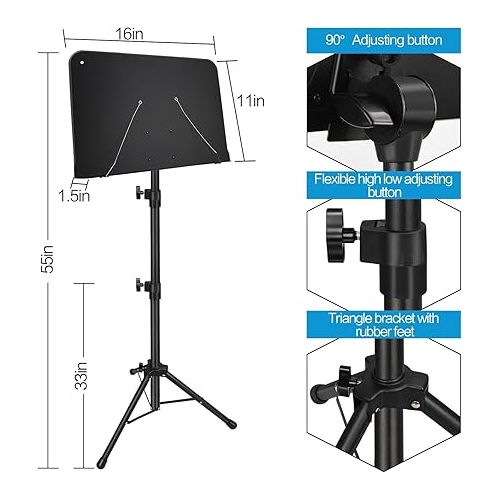  1/2/3 Pack Sheet Music Stand, Adjustable Music Stand for Sheet Music, Music Sheet Stand Portable Folding with Carry Bag for Guitar, Ukulele, Violin Players(1 Pack)