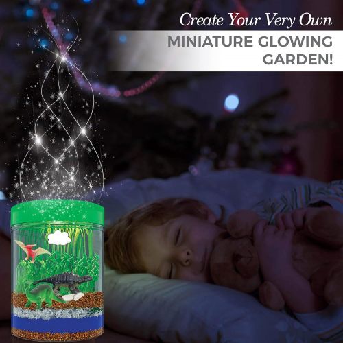  [아마존베스트]ME&YOU TOGETHER FOR A BETTER WORLD Light-Up Terrarium Kit for Kids with 5 Dinosaur Toys, STEM Educational DIY Science Project - Create Your Customized Mini Dinosaur Garden for Children - Best Gift for Boys and Girls