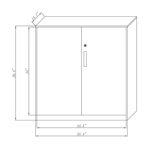  MeColor Half Height Metal Office File Cabinet，Swing Door Metal Office Cabinet with Doors and Adjustable Shelves in White Color